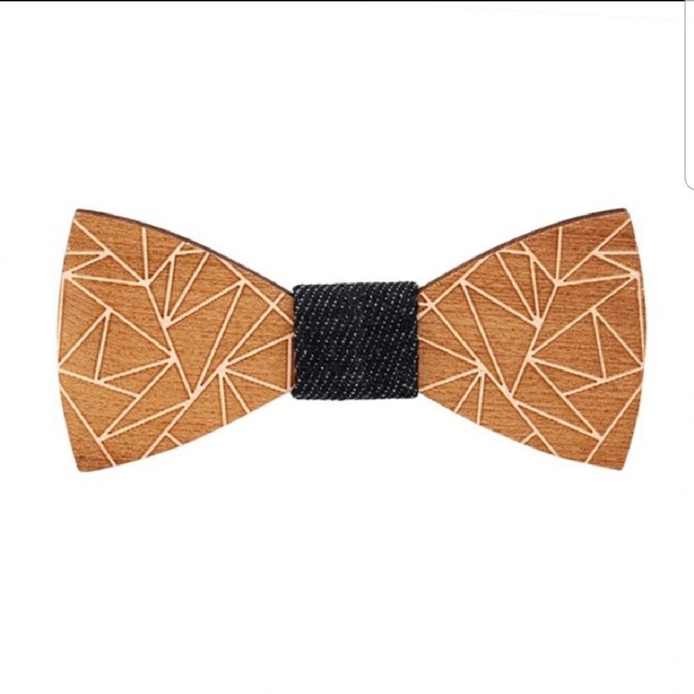 Geometric Patterned Wooden Bow Tie